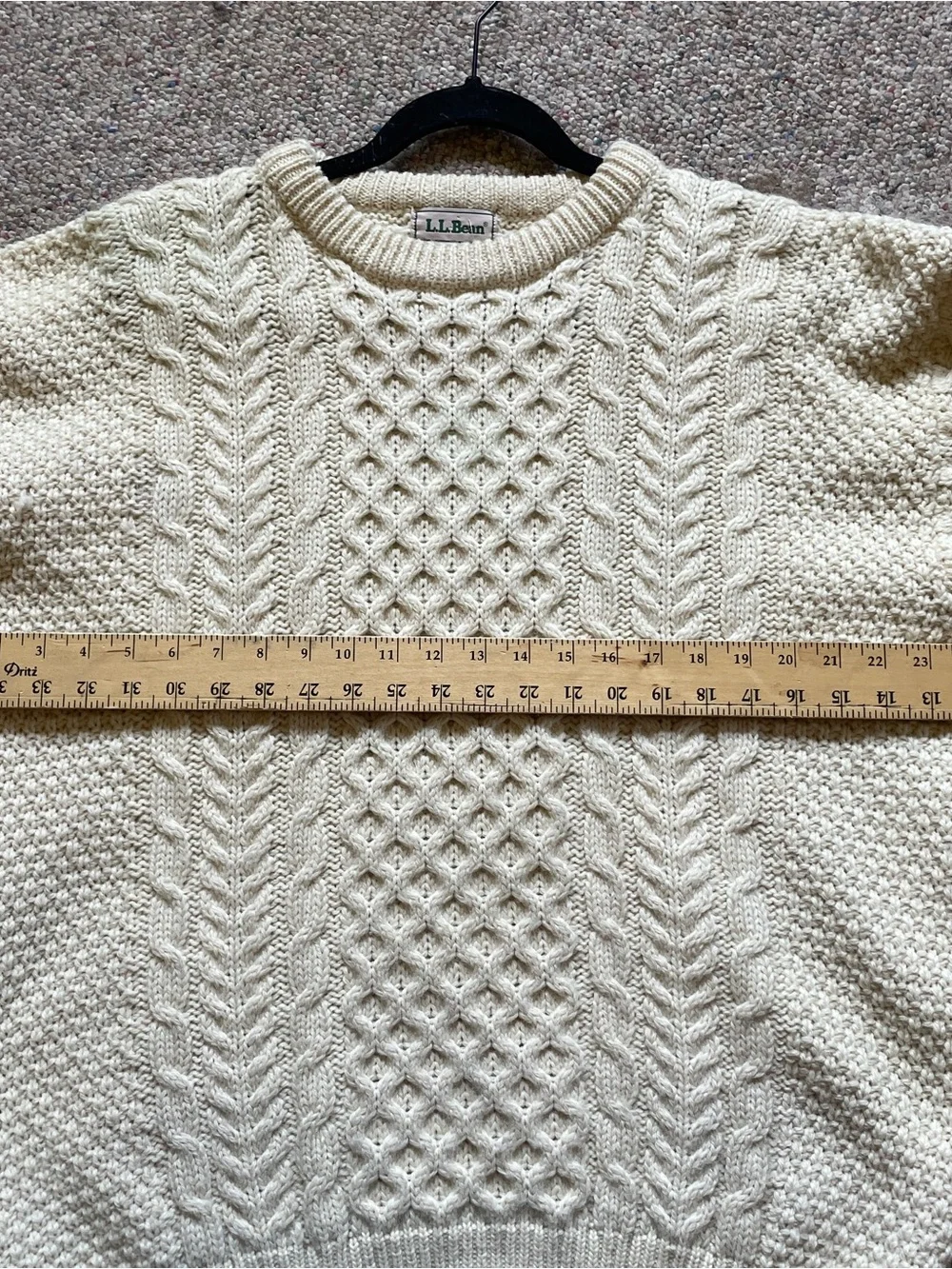 L.L. Bean Classic Fisherman’s Cable Knit Crewneck Sweater Men’s XL Cream